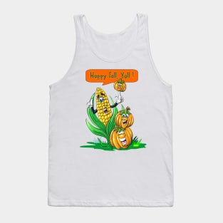 Happy Fall Corny Tshirt Halloween and Thanksgiving Gift Tank Top